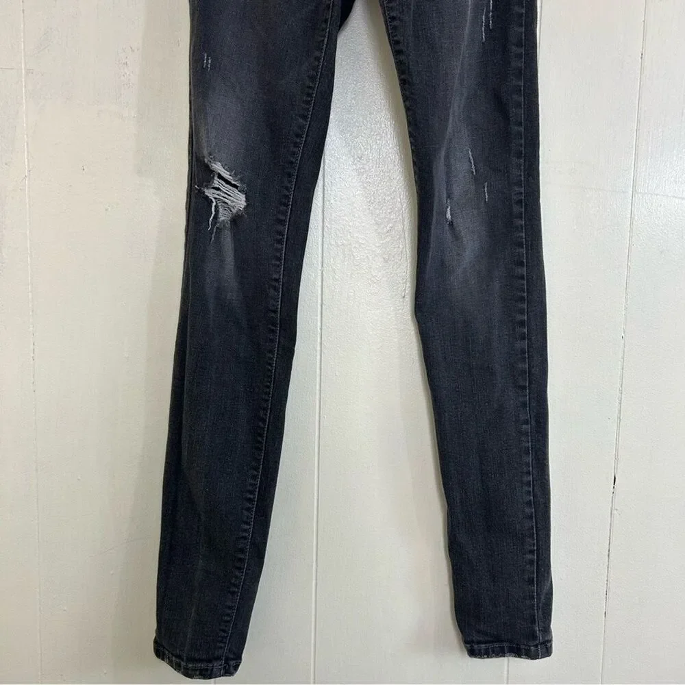 Flying Monkey Skinny Jeans Size 26 Wash Black Denim Distressed Stretch Jeans